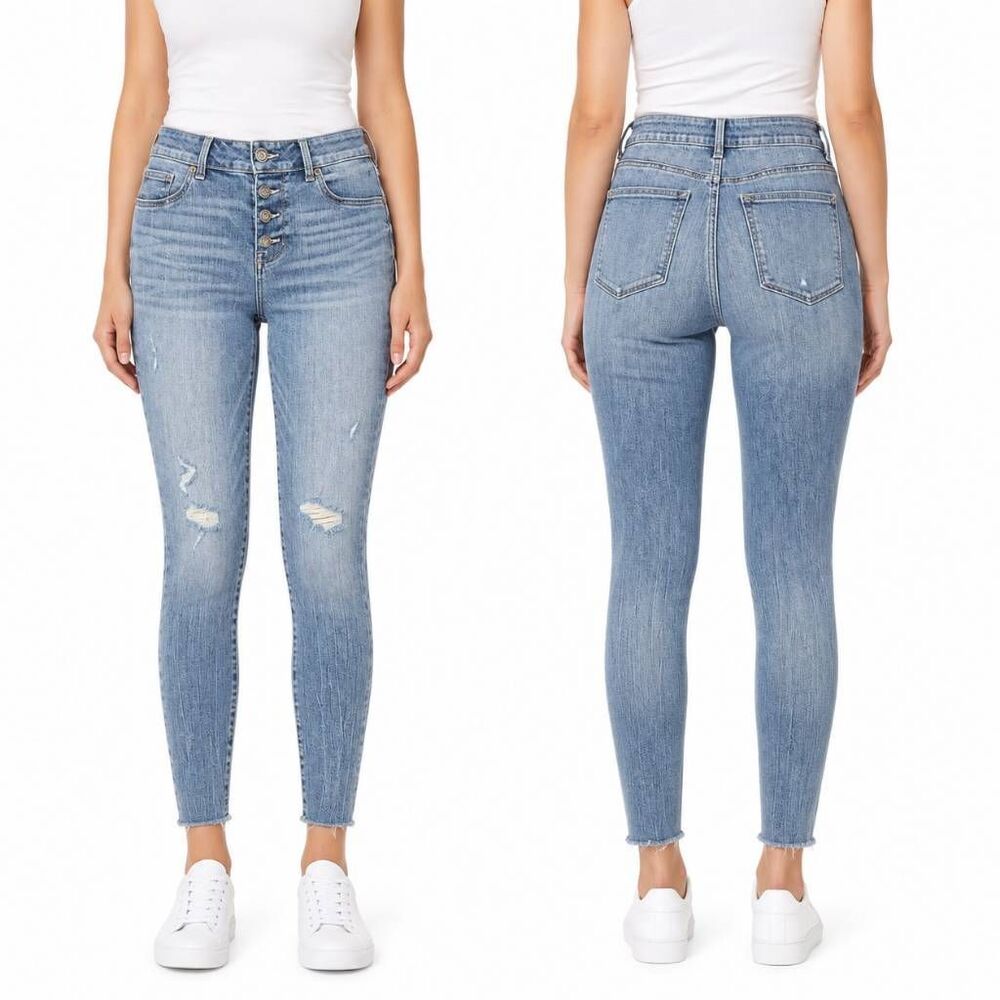 Maurices High Rise Distressed Skinny Jeans M Regular